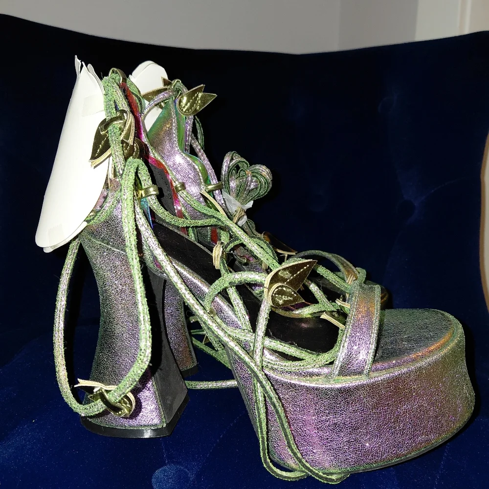 Dolls Kill Club Exx Pixie Queen Butterfly Heels 8 - Purple Glitter Ombre - BNWB